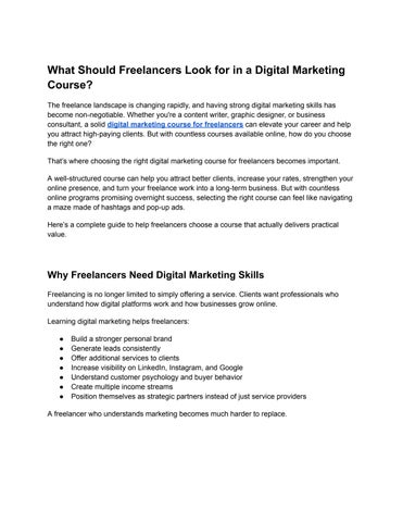 Digital Marketing Course for Freelancers | Digispire