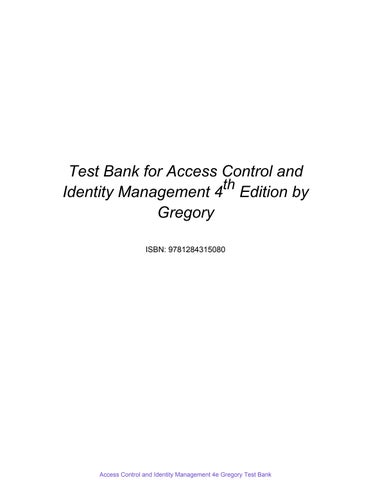 Access Control And Identity Management 4Th Gregory Test Bank