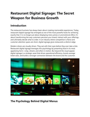 Restaurant Digital Signage- Business