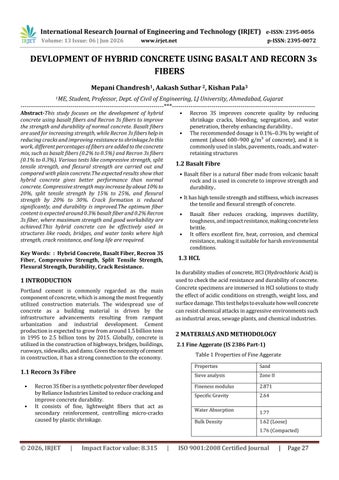 DEVLOPMENT OF HYBRID CONCRETE USING BASALT AND RECORN 3s FIBERS
