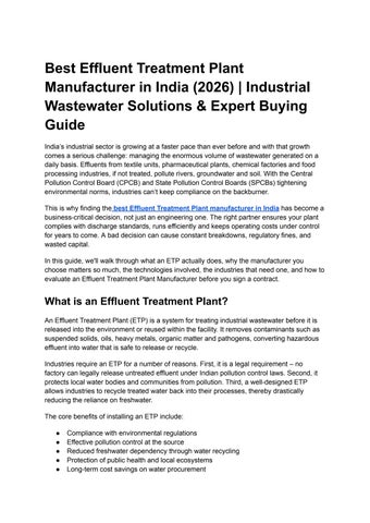 UntiBest Effluent Treatment Plant Manufacturer in India (2026) | Industrial Wastewater tled document