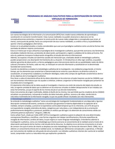 PROGRAMAS DE ANÁLISIS CUALITATIVO PARA LA INVESTIGACIÓN EN ESPACIOS VIRTUALES DE FORMACIÓN