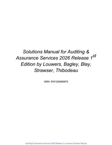 Auditing Assurance Services 2026 Release 1St Louwers Solutions Manual