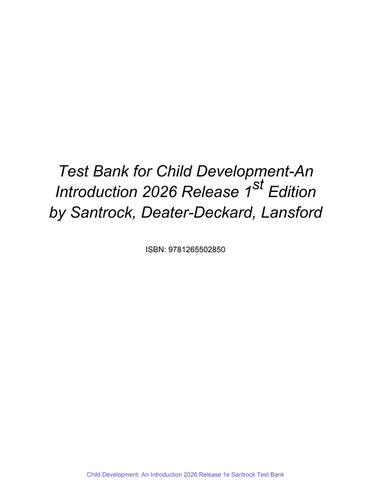 Child Development An Introduction 2026 Release 1St Santrock Test Bank