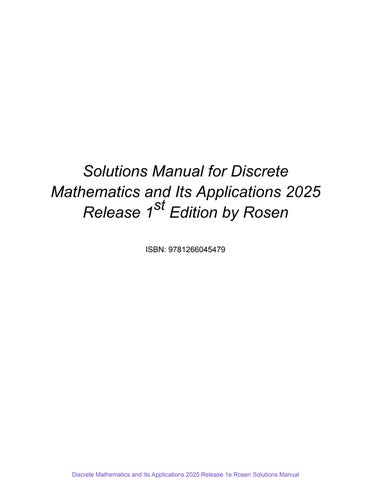 Discrete Mathematics And Its Applications 2025 Release 1St Rosen Solutions Manual
