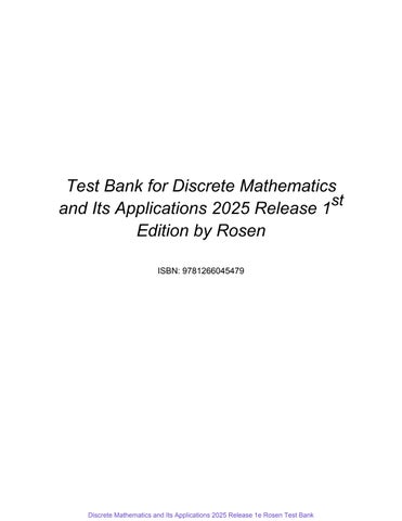Discrete Mathematics And Its Applications 2025 Release 1St Rosen Test Bank