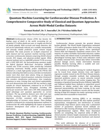 Quantum Machine Learning for Cardiovascular Disease Prediction: A Comprehensive Comparative Study of