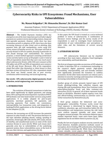 Cybersecurity Risks in UPI Ecosystems: Fraud Mechanisms, User Vulnerabilities