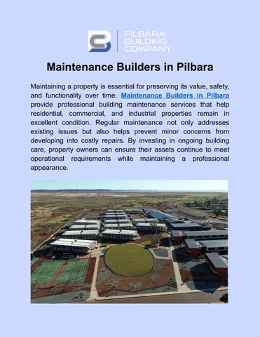 Maintenance Builders in Pilbara for Reliable Property Upkeep
