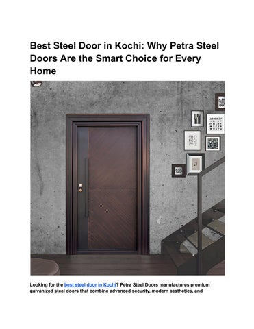Best Steel Door in Kochi | Complete Guide to Choosing Premium Galvanized Steel Doors