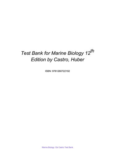 Marine Biology 12Th Castro Test Bank