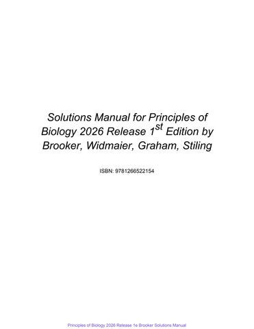 Principles Of Biology 2026 Release 1St Brooker Solutions Manual