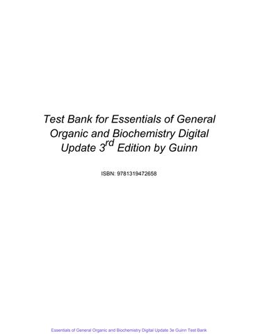 Essentials Of General Organic And Biochemistry Digital Update 3Rd Guinn Test Bank