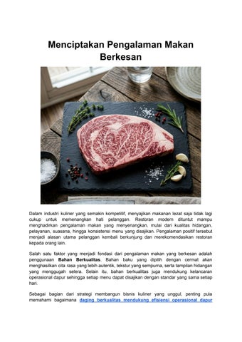 Menciptakan Pengalaman Makan Berkesan