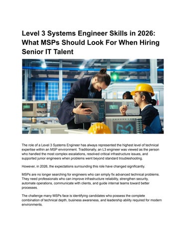 Level 3 Systems Engineer Skills in 2026_ What MSPs Should Look For When Hiring Senior IT Talent