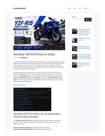 Yamaha YZF-R15 Price in India