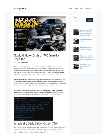 Geely Galaxy Cruiser 700 Interior Exposed
