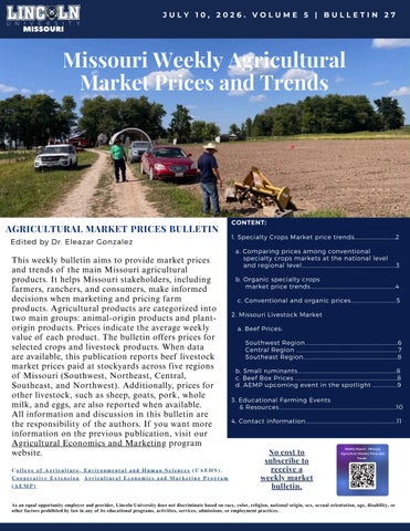 26-27 Missouri Agricultural Market Prices and Trends-Bulletin 27