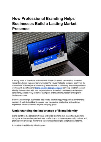 How Professional Branding Helps Businesses Build a Lasting Market Presence