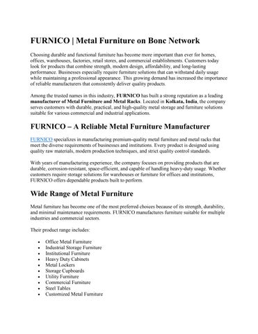  FURNICO | Metal Furniture on Bonc Network
