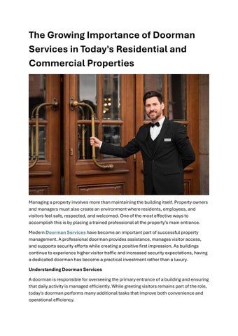 The Growing Importance of Doorman Services in Today