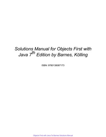 Objects First With Java 7Th Barnes Solutions Manual