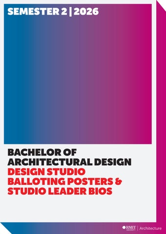 RMIT Bachelor of Architectural Design - Design Studios, Semester 2, 2026