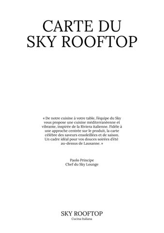 Sky Rooftop Menu