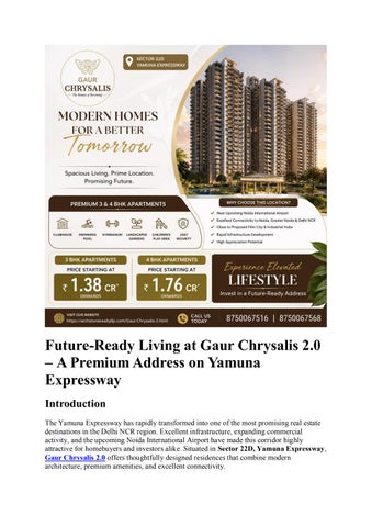 Future-Ready Living at Gaur Chrysalis 2.0 – A Premium Address on Yamuna Expressway