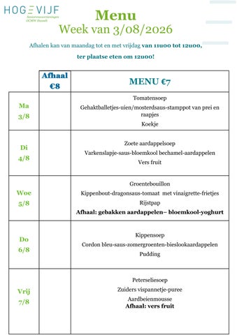 Menu LDC augustus 2026