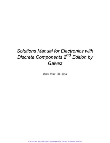 Electronics With Discrete Components 2Nd Galvez Solutions Manual
