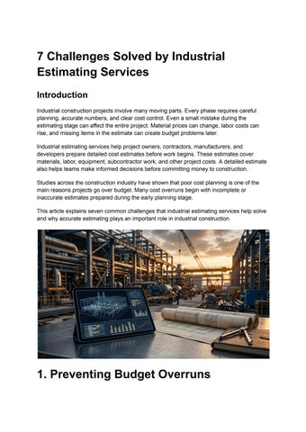 7 Challenges Solved by Industrial Estimating Services