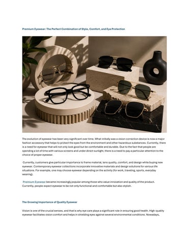 Premium Eyewear: The Perfect Combination of Style, Comfort, and Eye Protection 