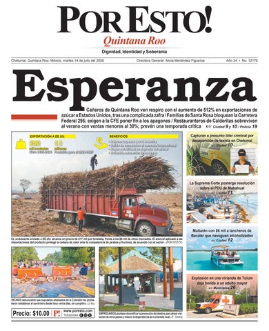 PORTADA POR ESTO CHETUMAL, MARTES 14 DE JULIO DE 2026