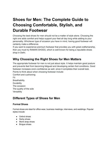 Shoes for Men_ The Complete Guide to Choosing Comfortable, Stylish, and Durable Footwear