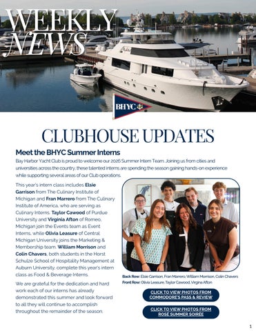 BHYC Weekly Newsletter