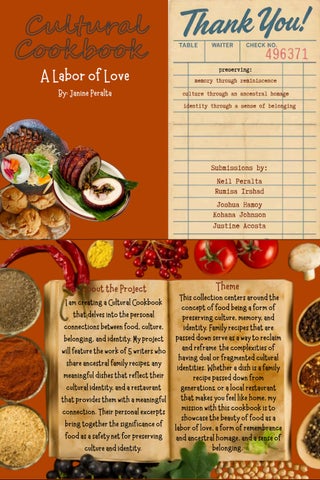 Cultural Cookbook: A Labor of Love, Edited by Janine Peralta