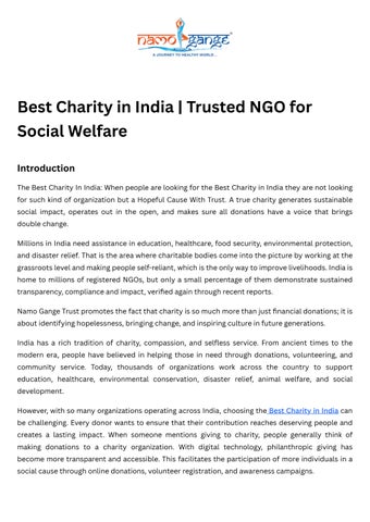 Why is Namo Gange Trust One of the Best NGOs in India?
