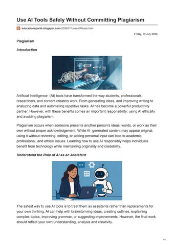 educationsparkk.blogspot.com-Use AI Tools Safely Without Committing Plagiarism