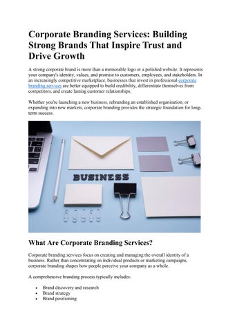 Corporate Branding Services: Building Strong Brands That Inspire Trust and Drive Growth