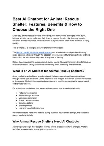 Best AI Chatbot for Animal Rescue Shelter Features, Benefits & How to Choose the Right One