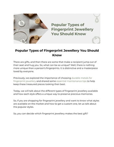 Popular Types of Fingerprint Jewellery You Should Know