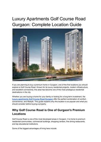 luxury apartments Golf Course Road Gurgaon_ Complete Location Guide