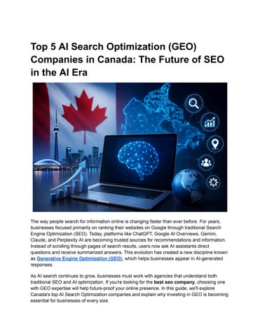 Best AI SEO Agencies in Canada: Complete Guide for Businesses