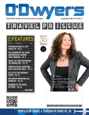 O'Dwyer's July/August 2026 Travel & Tourism PR Magazine