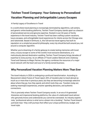 Teichen Travel Company_ Your Gateway to Personalized Vacation Planning and Unforgettable Luxury Esca