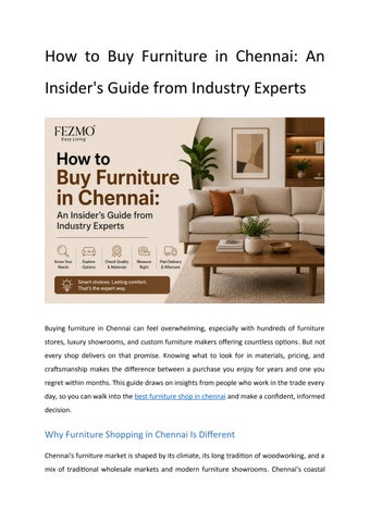 How to Buy Furniture in Chennai :An Insider's Guide from Industry Experts