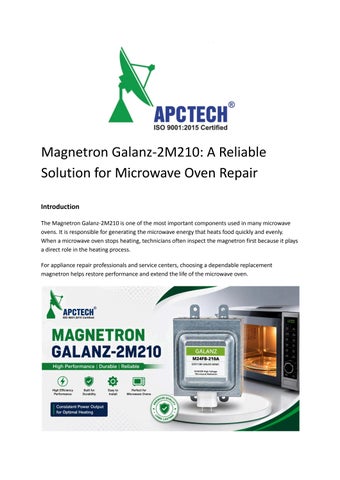 Magnetron Galanz-2M210 Technical Guide by APC Tech