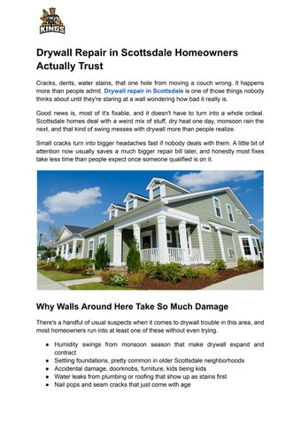 Drywall Repair in Scottsdale Tips Every Homeowner Should Know