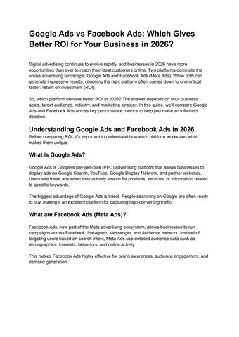 Google Ads vs Facebook Ads Which Gives Better ROI for Your Business in 2026